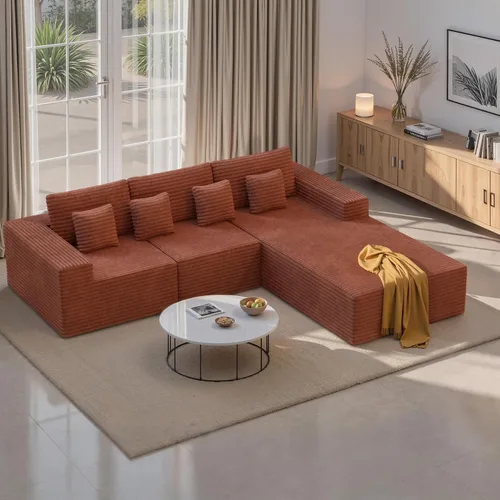Vista 9 de Sofás modulares seccionales de nube de 111 pulgadas con chaise en forma de L, sofá sin estructura tapizado de asiento profundo para sala de estar