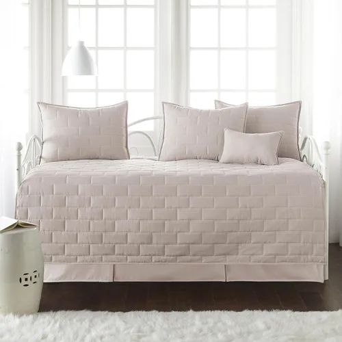 Vista 22 de Juego de funda para sofá cama de tamaño individual, 6 piezas, fundas a 1 - Hojas Botánicas Gris