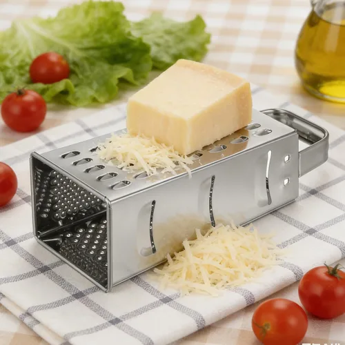 Vista 8 de MAGICLULU Rallador de queso de caja de 8 pulgadas con asa, cortador de verduras de 4 lados de acero inoxidable resistente, triturador y rallador