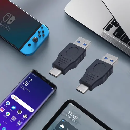 Vista 5 de Adaptador USB 3.0 macho a macho tipo C, convertidor USB A a USB C, datos de soporte y carga para laptop, disco duro, teléfonos móviles