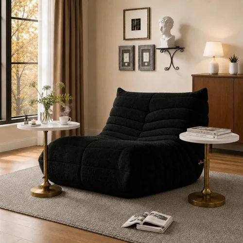 Vista 2 de WHGBJA - Mesa auxiliar ajustable con pedestal de mármol sintético, 12 x 30 pulgadas