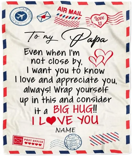 Vista 7 de Manta de forro polar personalizada con texto en inglés «To My Grandad» de Grandkids I Love You Hugs con texto en inglés «To My Grandad»