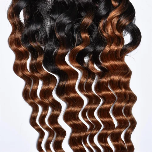 Vista 9 de Cabello humano virgen brasileño degradado 30 con cierre de encaje 4x4, 100% cabello virgen humano sin procesar, línea capilar prearrancada, cierre