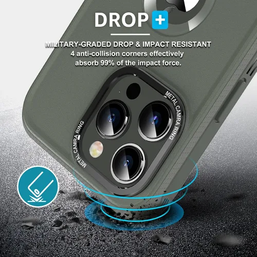 Vista 3 de WINTONG Funda magnética compatible con iPhone 13 Pro Max de 6.7 pulgadas, protección de cuerpo completo, resistente a prueba de golpes, funda rígida