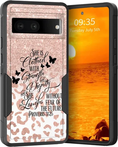 Vista 139 de Funda para Pixel 6A, Híbrida de Doble Capa de Servicio Pesado Resistente a Prueba de Golpes PC Duro + Funda Protectora de Silicona Suave para Google