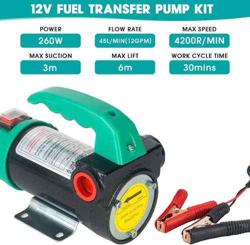 Vista 3 de AIGMISON Bomba de transferencia de diésel 12V 260W con manguera de apagado automático, kit de bomba extractora de transferencia de combustible