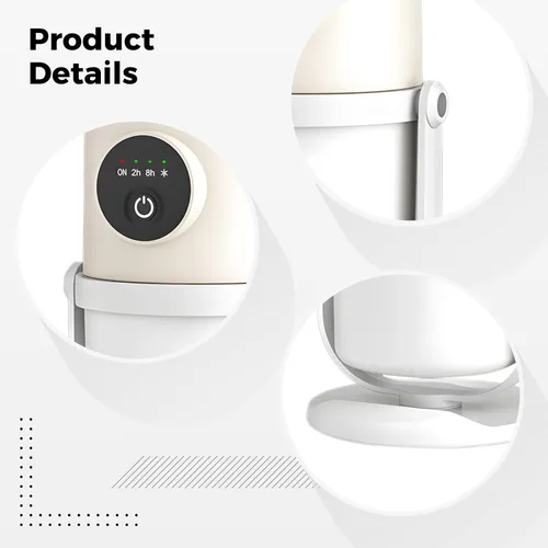 Vista 3 de Mini humidificador USB de escritorio, 9.5 fl oz, portátil de doble pulverización, humidificador de plantas beige, con luz nocturna cálida