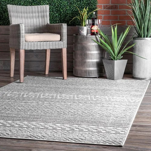 Vista 11 de nuLOOM Kamryn - Alfombra tribal texturizada para interiores y exteriores, 4 x 6 pies, beige, rectangular, 0.3 pulgadas de grosor Nuloom Kamryn