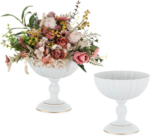 Vista 10 de Sziqiqi Jarrón de Urna Dorado para Boda: Jarrones de 7.9 Pulgadas de Alto como Centros de Mesa para Decoraciones de Mesa - Juego de 2 Jarrones