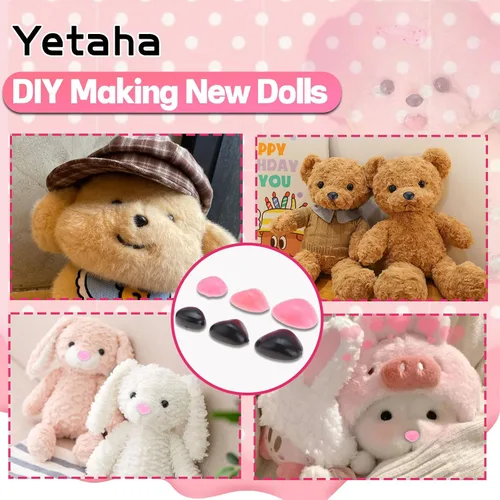 Vista 6 de Yetaha 150 piezas de nariz de plástico, 5 tamaños de nariz triangular artesanal para animales de peluche, muñecas, osos, perros, marionetas