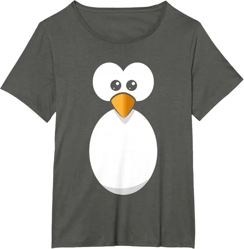 Vista 84 de Camiseta divertida con diseño de cara de pingüino o disfraz fácil, color negro, talla S