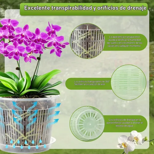 Vista 2 de Macetas transparentes para orquídeas con agujeros de drenaje, paquete de 12