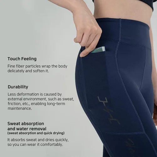 Vista 5 de Korea Dynamic Leggings Navy Blue, Asian Size, Spandex, With Pockets