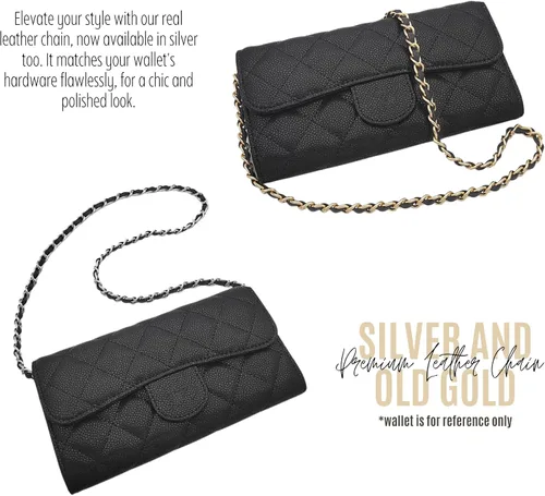 Vista 5 de Long Wallet Conversion Kit for Long Flap Wallet Insert & Chain Strap Wallet on Chain Gold Silver CardHolder Crossbody Converter Kit
