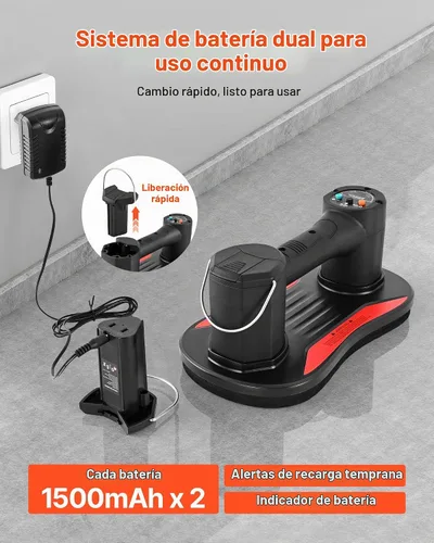Vista 6 de VEVOR Ventosa eléctrica al vacío, capacidad máxima de elevación de 375 libras, elevador de vidrio al vacío con pantalla digital, herramienta