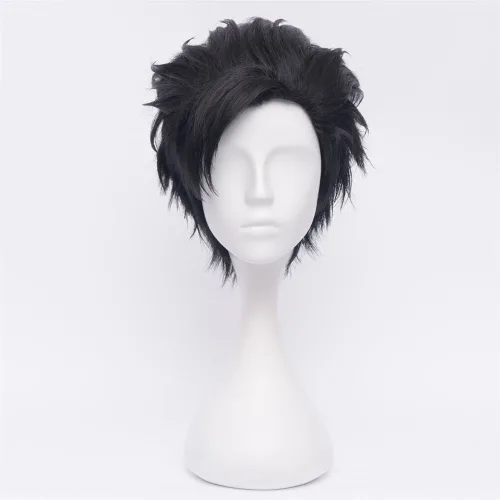 Vista 11 de Peluca corta de pelo sintético para hombre, color naranja