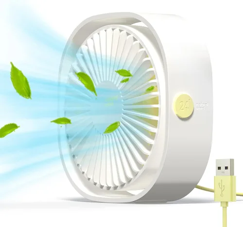 Vista 10 de Simpeak Ventilador USB pequeño, silencioso y portátil alimentado por USB (sin batería), refrigeración de 3 ajustes de velocidad, ventilador personal