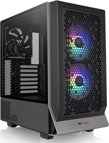 Vista 7 de Thermaltake Ceres 300 Snow Edition - Carcasa para computadora E-ATX de torre media con panel lateral de vidrio templado; 2 ventiladores CT140 ARGB