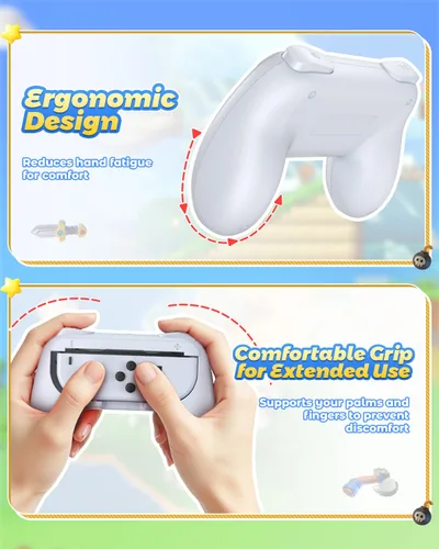 Vista 4 de FYOUNG Hand Grips Compatible with Switch Controllers, Grip for Switch Joy Con - White (2 Packs)