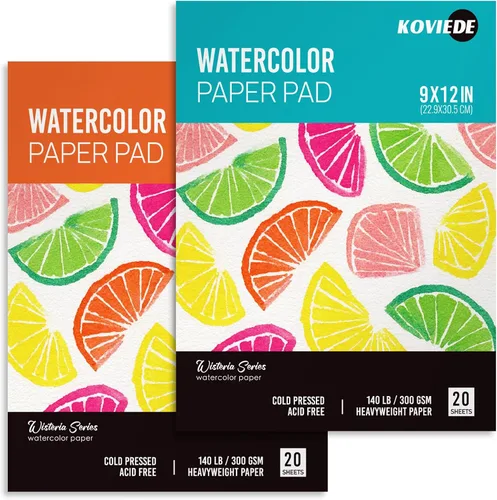 Vista 9 de KOVIEDE Bloc de papel de acuarela de 9 x 12 pulgadas (20 hojas), papel de acuarela de 140 libras/300 GSM, cuaderno de bocetos prensado en frío