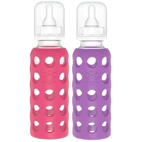 Vista 33 de Lifefactory Biberón de vidrio sin BPA Funda protectora de silicona Paquete de 2 de 4 onzas melón, plátano