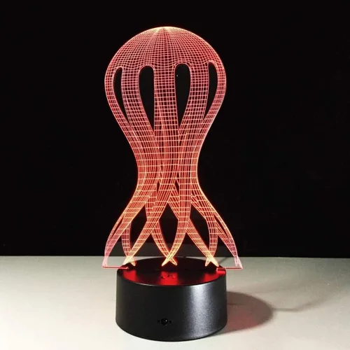 Vista 3 de Luz de medusa de pulpo, luz nocturna creativa USB 3D, lámpara de mesa para dormir, iluminación decorativa