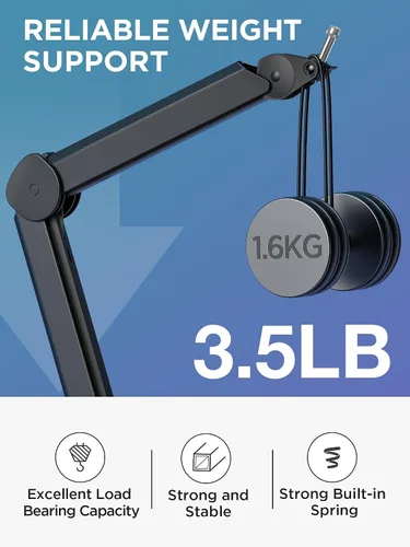 Vista 4 de InnoGear Brazo de Micrófono con Boom, Soporte de Micrófono con Canales de Gestión de Cables y Elevador de Altura para Blue Yeti FIFINE AM8 K669B