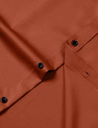 Vista 6 de JEMITOP Mens Stretch Wrinkle Free Dress Shirts Naranja quemado