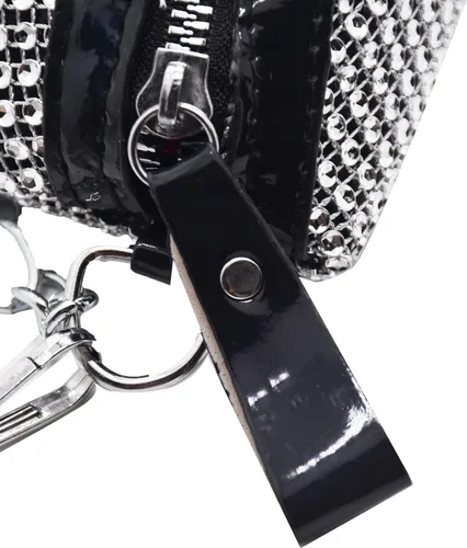 Vista 5 de Riñonera de cristal brillante con diamantes de imitación para mujeres y niñas, cinturón pequeño, bolsa cruzada para teléfono celular, para fiestas