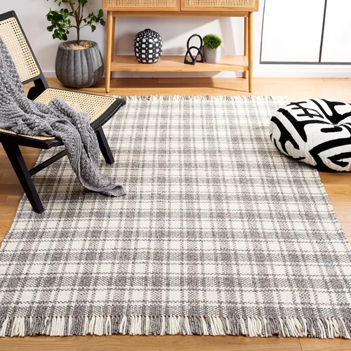 Vista 17 de SAFAVIEH Natura Collection - Alfombra de pasillo, 2 pies 3 pulgadas x 7 pies, gris y marfil, hecha a mano, lana con flecos, ideal para zonas de alto