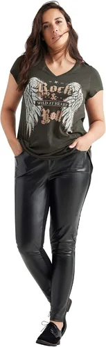 Vista 4 de Ellos Camiseta con estampado Rock & Roll de talla grande para mujer