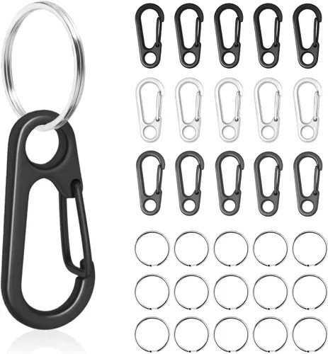 Vista 14 de Small Carabiner Clip Metal Spring Snap Hooks Mini Paracord Hanging Clips for Camera Strap, Flashlight, Key Chain