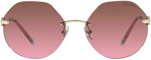 Vista 2 de Tiffany & Co. Gafas de sol para mujer, montura dorada pálida, lentes marrón degradado violeta, 2.362 in