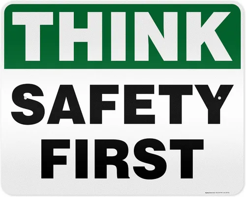 Vista 16 de Think Safety First Sign, 10 x 7 pulgadas, libre de óxido, aluminio 040, resistente a la decoloración, fabricado en Estados Unidos por My Sign Center