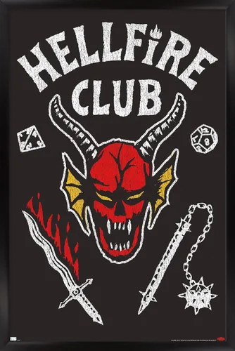 Vista 8 de Trends International - Stranger Things de Netflix: Temporada 4 - Póster de pared de Hellfire Club, 14.725 x 22.375 pulgadas, versión con marco