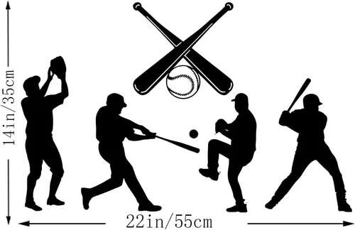 Vista 2 de Calcomanía de pared de estilo deportivo extraíble para jugador de béisbol personalizada