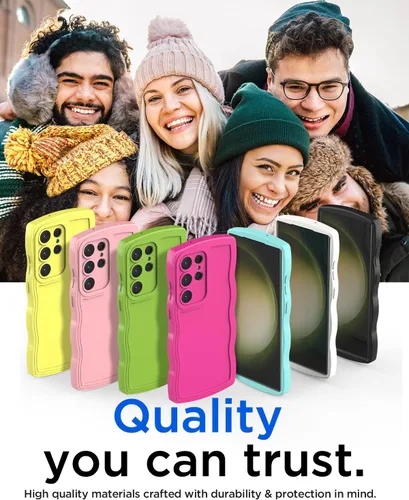 Vista 9 de AICase Lindo marco ondulado rizado de color sólido suave compatible con funda de teléfono Samsung Galaxy (beige, Galaxy S22 Ultra)