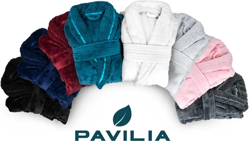 Vista 8 de Albornoz PAVILIA de lujo para mujer de felpa, con ribete de gofre suave, albornoz de felpa cálido y suave