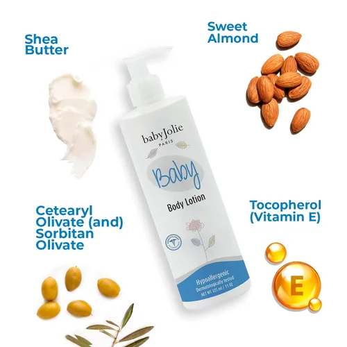 Vista 3 de Baby Jolie Paris Baby Lotion, para piel sensible, hidratante ultra suave e segura para bebés y niños 11 oz (11.0 fl oz)