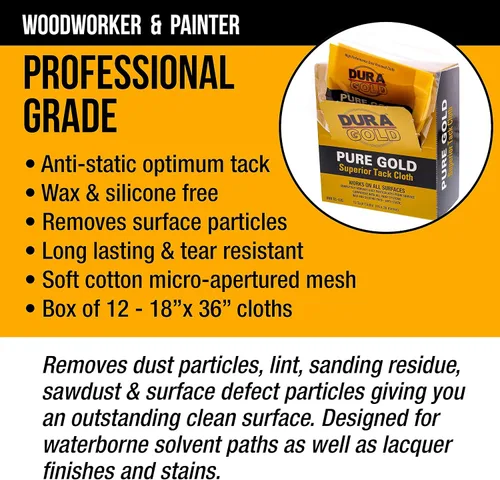 Vista 5 de Dura-Gold - Paño de tachuela superior de oro puro (paquete de 12), carpintería, pintura automotriz, pintura de autocuerpo, paños para pintores
