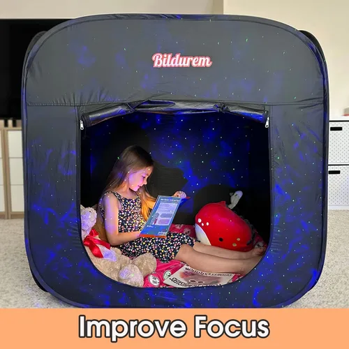 Vista 3 de Tienda Sensorial para Niños con Autismo, TDAH, SPD - Rincón de Calma Ayuda a los Niños a Relajarse, Reducir la Ansiedad y Mejorar el Enfoque