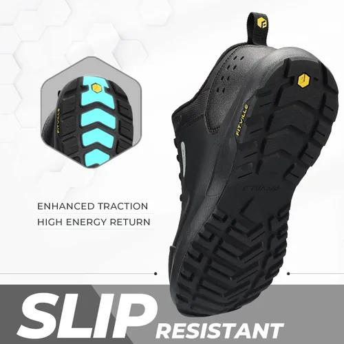 Vista 4 de FitVille Zapatos de senderismo extra anchos para hombre, zapatos para caminar al aire libre, zapatos de trabajo impermeables con puntera suave