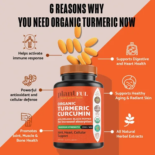 Vista 3 de Suplemento de cúrcuma orgánica con pimienta negra de la más alta potencia certificado por USDA [curcumina orgánica sin OMG 2115 mg] Antioxidante