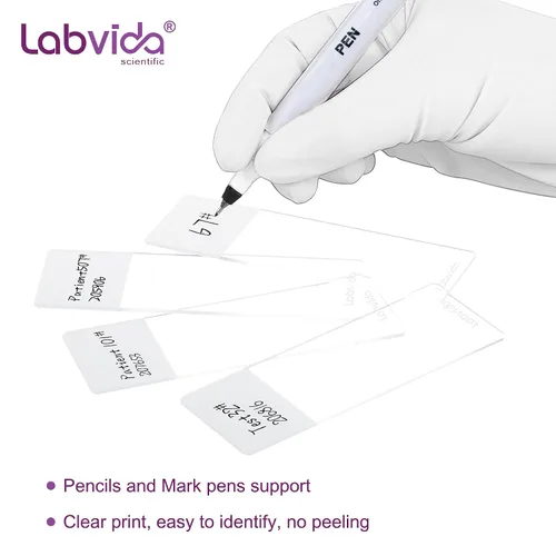 Vista 7 de 72 piezas de portaobjetos de microscopio con carga positiva, portaobjetos adhesivos hechos de vidrio super blanco, bordes finamente pulidos, área