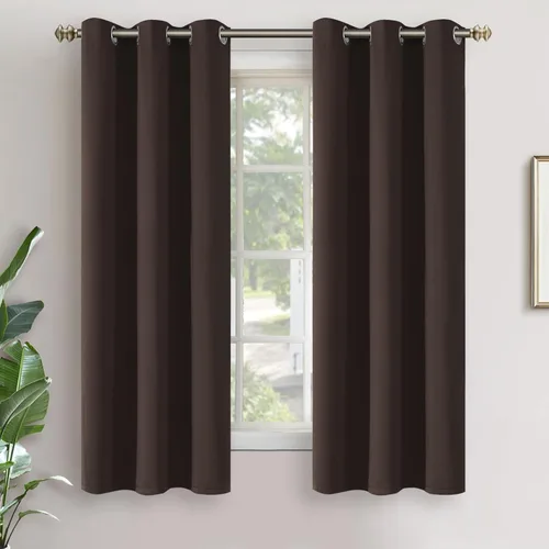 Vista 217 de YoungsTex - Cortinas blackout cortas, aislamiento térmico, ojales, oscurecen la habitación, privacidad, para cámper, sótano, cocina y baño, 2 Gris