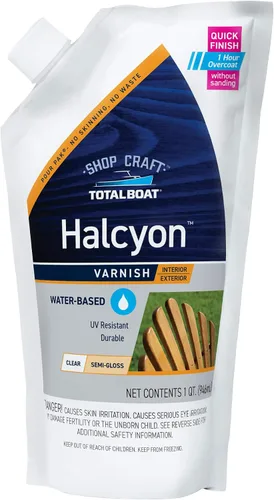 Vista 11 de TotalBoat Halcyon - Barniz marino a base de agua Acabado de poliuretano para madera de secado rápido para barcos, muebles de exterior y Clear Gloss