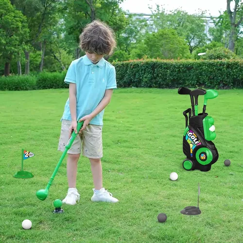 Vista 8 de Liberry Juego de golf para niños de 2, 3, 4 años, carrito de golf mejorado para niños con diseño de correa para el hombro, juguetes deportivos
