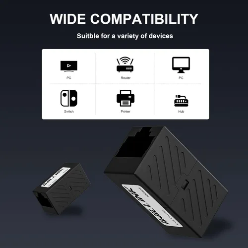 Vista 6 de iwillink Conector Ethernet RJ45, hembra a hembra, paquete de 5, color negro Adaptador extensor, para Cat7 Cat6 Cat5e Cat5 Cat5 Cable Ethernet
