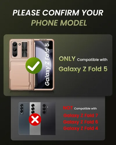 Vista 2 de Funda para Galaxy Z Fold 5 con tarjetero y protector de pantalla, soporte para bolígrafo S y cubierta de cámara deslizante y protección de bisagra