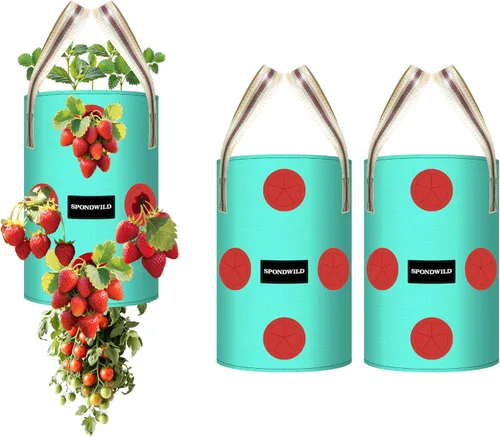 Vista 11 de Paquete de 3 bolsas colgantes para macetas de fresas para tomates (3 galones)